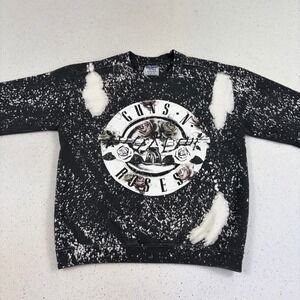 GILDAN‎ Guns N' Roses Bleached Acid Wash Graphic Band Sweatshirt Size Medium